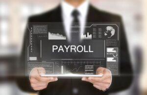 Graphic of Payroll Software with a Man in a Suit