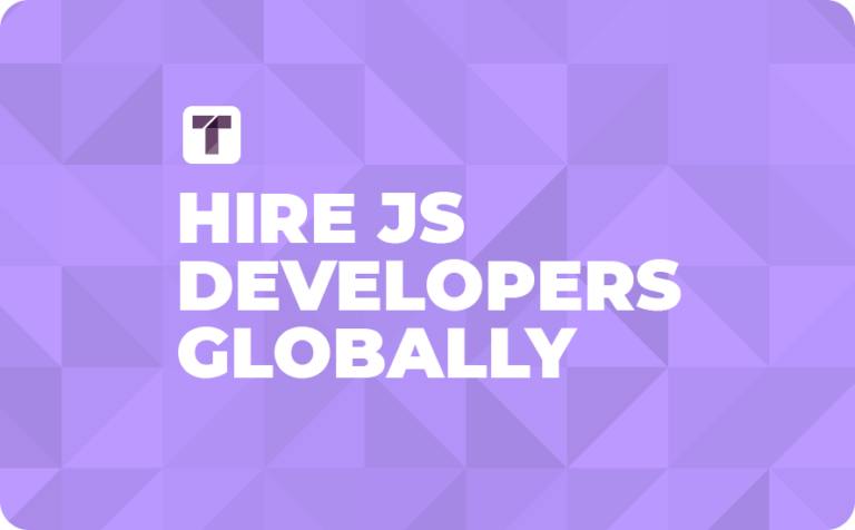 Light Purple Background with White TRUSS Logo and White Hire JS Developers Globally Text