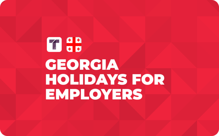 Red Background with White TRUSS Logo and Georgian Flag with White Georgia Holidays for Employers Text