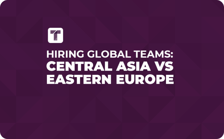 Purple Background with White TRUSS Logo and White Hiring Global Teams Central Asia vs Eastern Europe Text