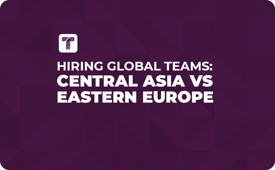 Purple Background with White TRUSS Logo and White Hiring Global Teams Central Asia vs Eastern Europe Text
