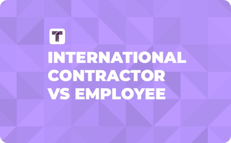Light Purple Background with White TRUSS Logo and White International Contractor vs Employee Text