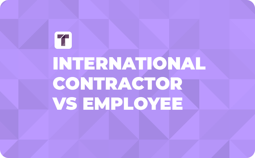 Light Purple Background with White TRUSS Logo and White International Contractor vs Employee Text