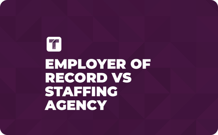 Purple Background with White Truss Logo and Employer of Record vs Staffing Agency Text
