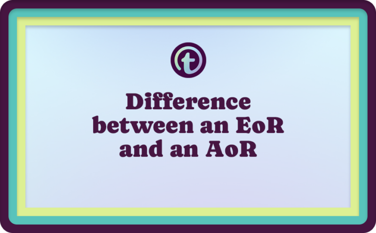 Purple Truss Logo and Difference Between an EoR and AoR Text on Light Blue Background