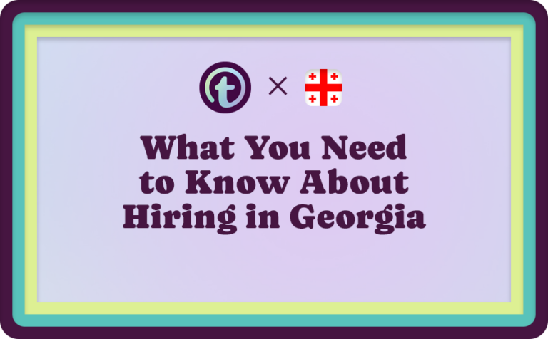Truss Logo and Georgian Flag on Light Purple Background with Purple What You Need to Know About Hiring in Georgia