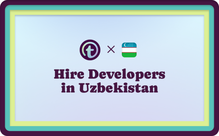 Multi-Colored Background with Purple Truss Logo and Uzbekistan Flag with Purple Hire Developers in Uzbekistan Flag