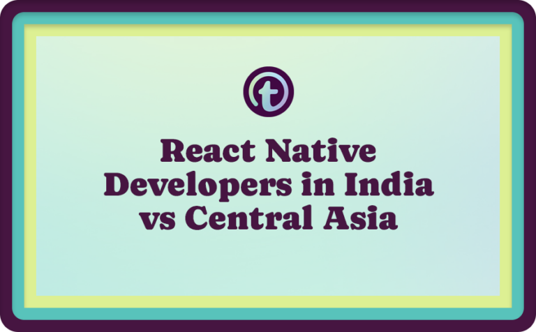 Green background with Purple Truss Logo and Purple React Native Developers in India vs Central Asia Text
