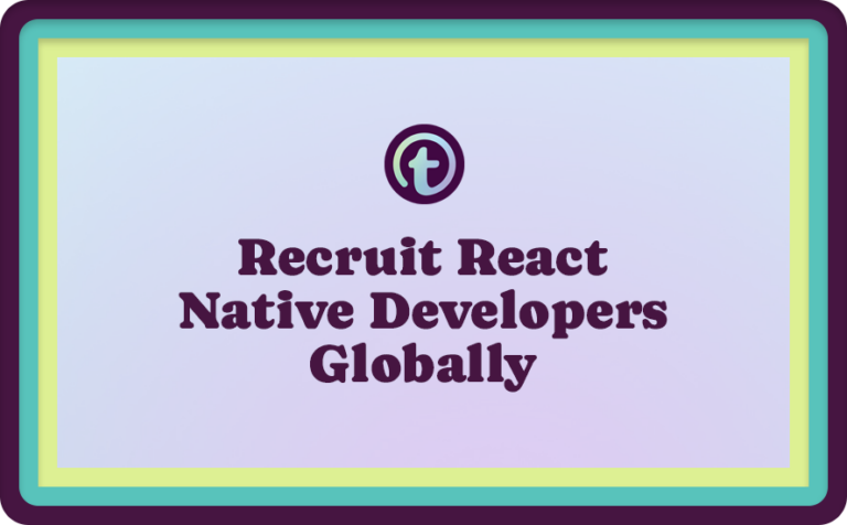 Purple Background with Purple Truss Logo and Purple Recruit React Native Developers Globally Text