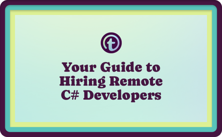 Green Background with Purple Truss Logo and Purple Your Guide to Hiring Remote C# Developers Text
