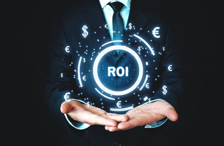 Man in Black Suit with ROI Computer Graphic