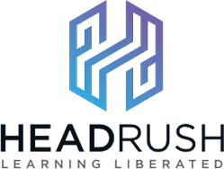 Logo featuring a blue and purple geometric cube above the text "HEADRUSH DIGITAL.