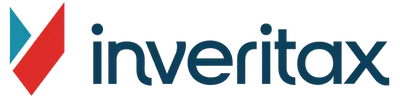 Logo featuring a red and blue geometric checkmark symbol with the text "inveritax" in blue lowercase letters.