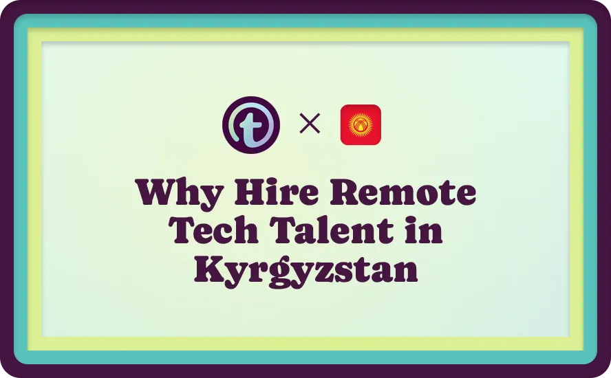 Title slide with text "Why Hire Remote Tech Talent in Kyrgyzstan" and two logos above on a light background.
